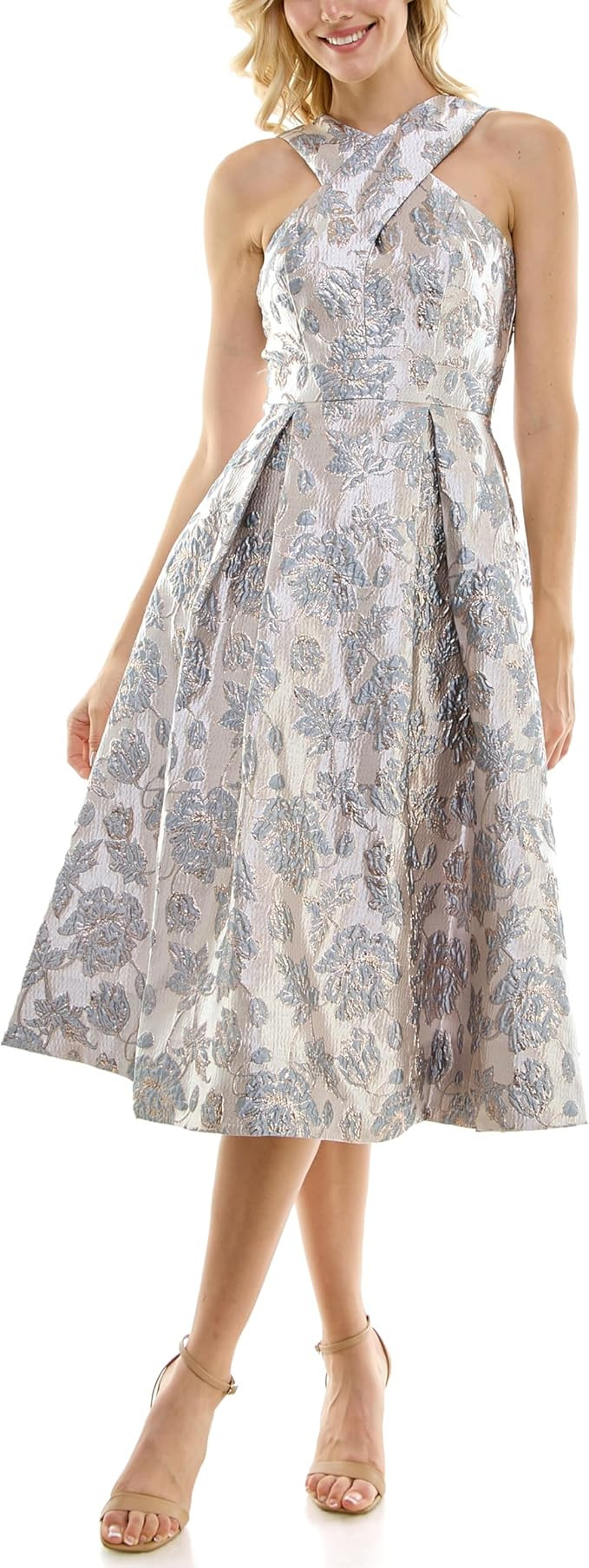 Women's Brocade Jacquard Halter Midi Dress | Amazon (US)