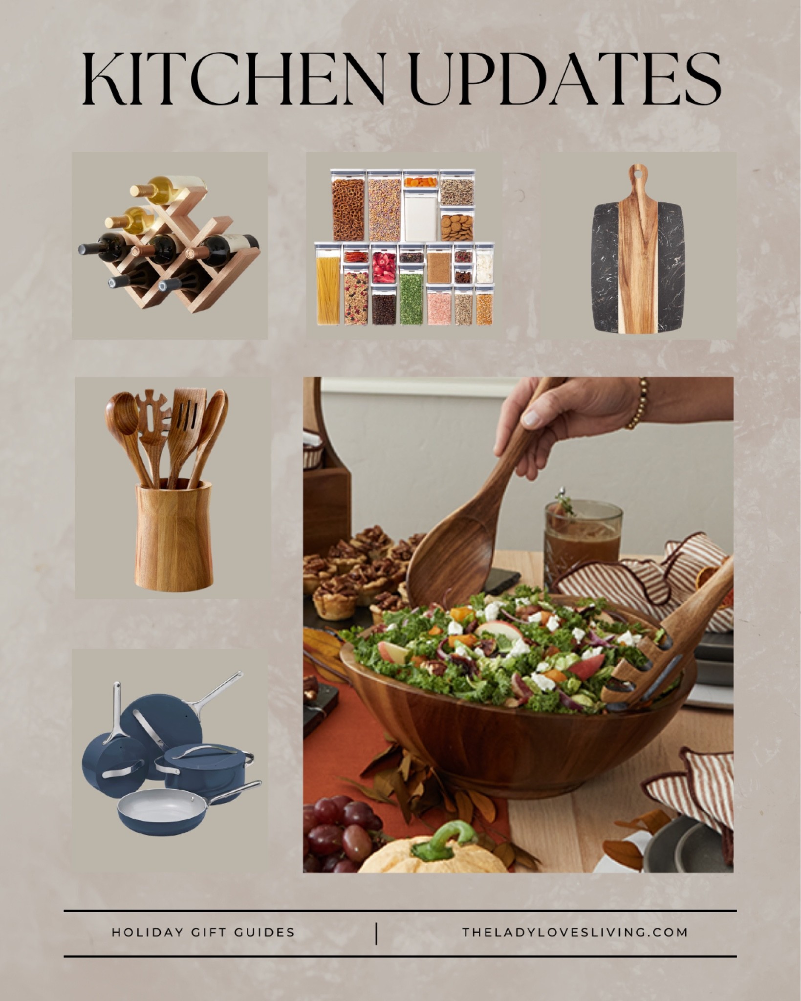 Your kitchen deserves an update. Grab a new cutting it charcuterie board before holiday hosting, a wine rack for your spare bottles, and much more.

#kitchendecor #nontoxiccookware #bestkitchentools #neutralkitchen

#LTKhome