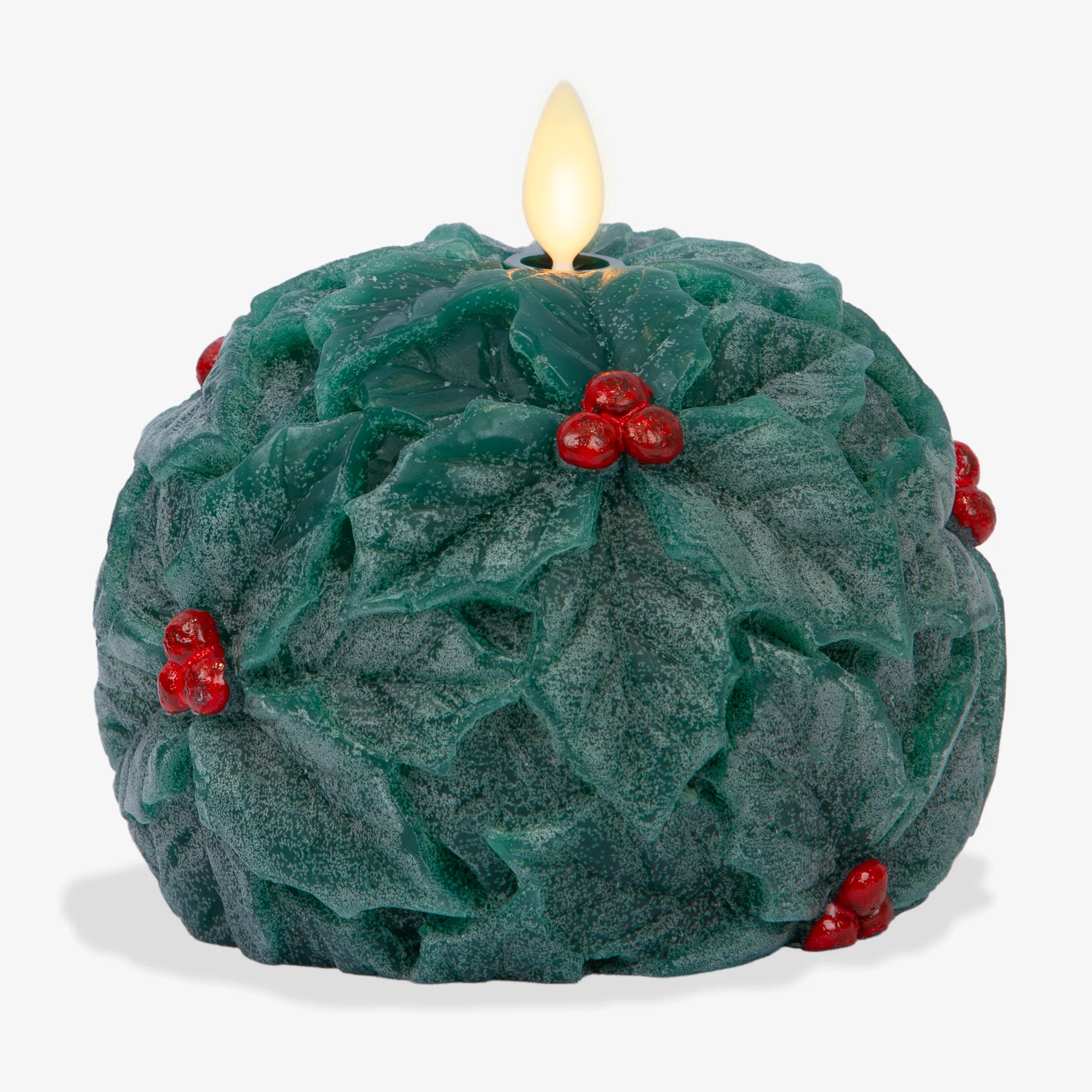 Hunter Green Flameless Candle Holly Sphere | Luminara