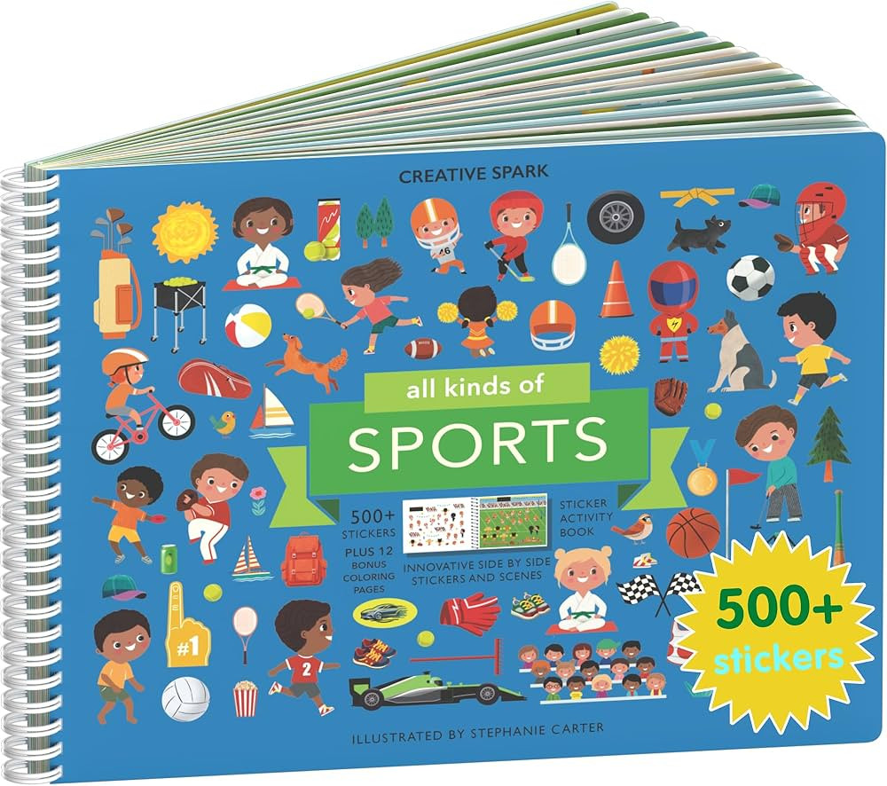 CUPKIN Sticker Book for Kids 2-4, 500+ Kids Stickers, All Kinds of Sports 12 Coloring Pages 12 Si... | Amazon (US)