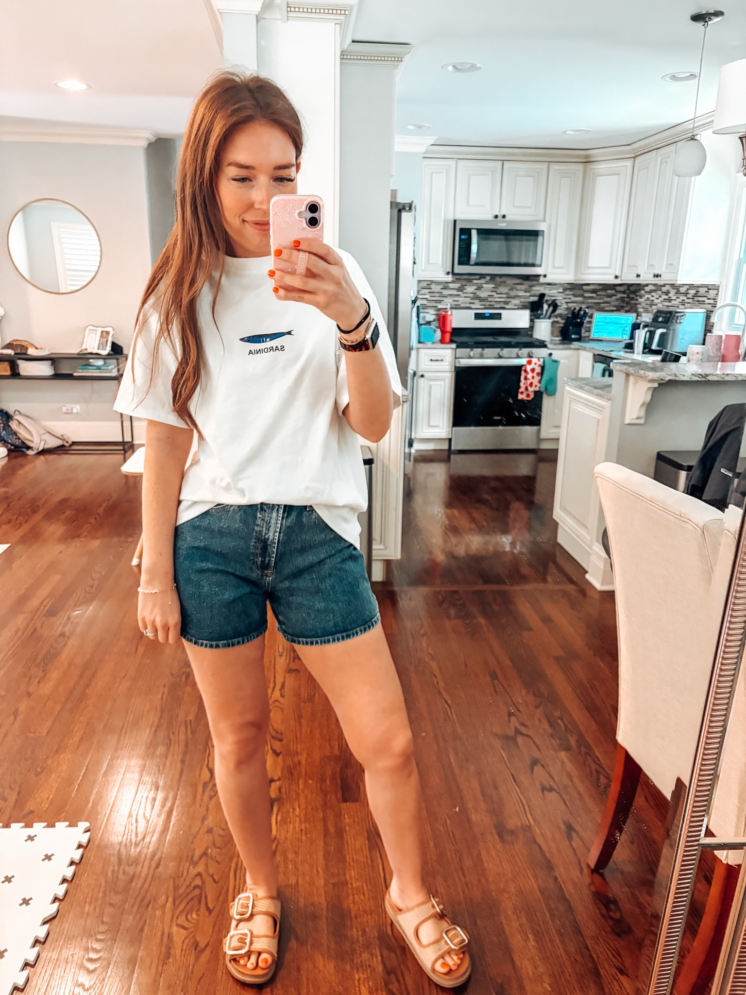 Wearing a m. Shirt runs oversized and has some stretch  


Oversized tshirt / Summer outfit / tshirt / jean shorts / sandals 

#LTKmomlife #LTKootd