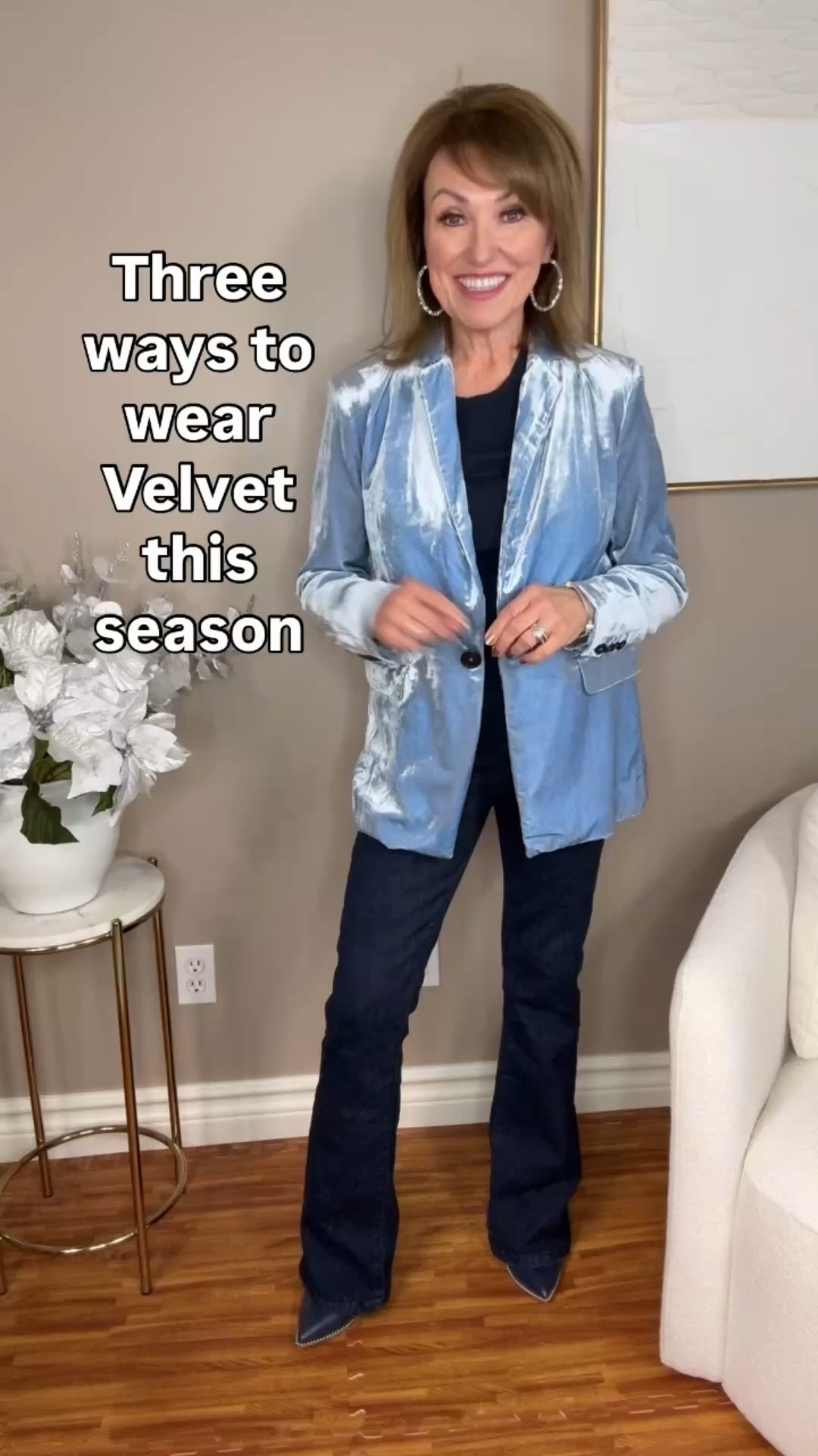 Nothing screams “holiday” more than velvet!  It’s soft, feminine and perfectly festive.
I’ve put together three ideas on how to wear velvet this season - pairing it with denim, cashmere and leather.  It works with all different fabrics and creates a beautifully textured look.

You don’t have to go with black - think blue, purple, green and more!


#LTKHoliday #LTKOver40 #LTKootd