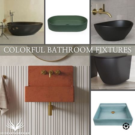 Colorful bathroom fixtures are the latest interior design trend for 2024! This includes colorful sinks, bathtubs, and even toilets! Colorful sinks in particular are a great way of injecting personality into a bathroom or powder room  

#LTKfamily #LTKSeasonal #LTKhome