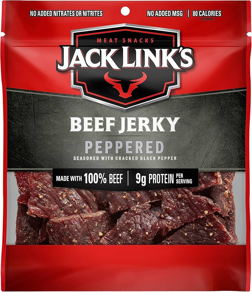 Jack Link's Beef Jerky, Peppered Flavor, 2.6 oz - Flavorful Meat Snack, 9g of Protein and 80 Calo... | Amazon (US)