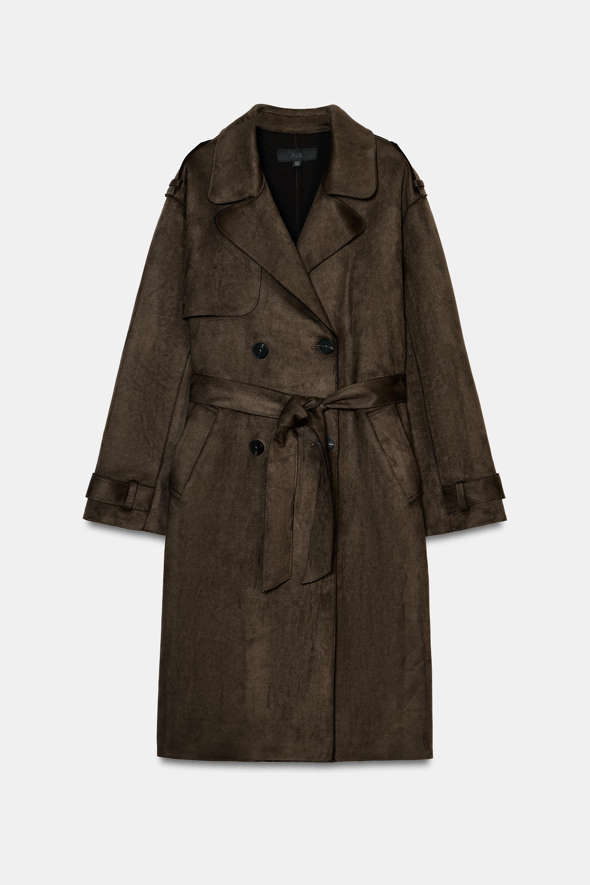 LONG SUEDE-EFFECT BELTED TRENCH COAT | Zara US