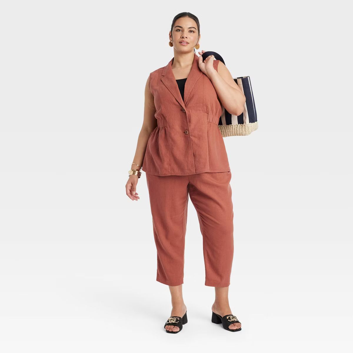 Women's Tailored Linen Vest - Ava & Viv™ | Target