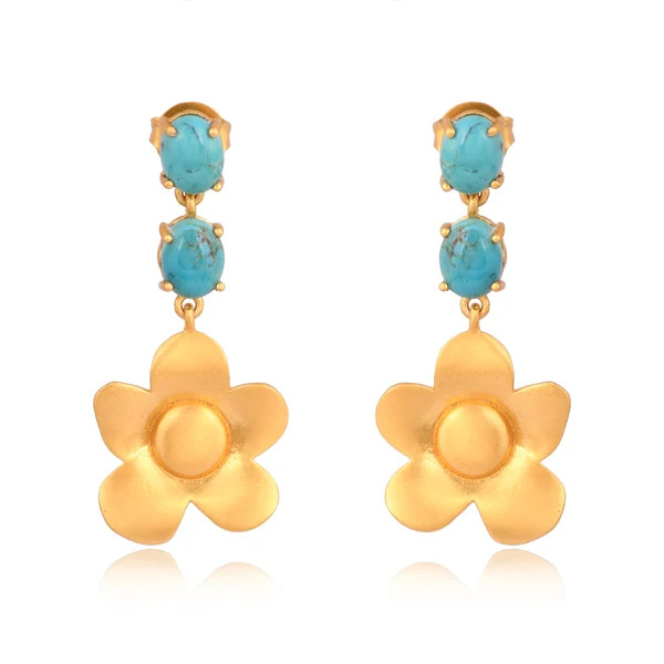 Beachside Bloom Drop Earrings - Turquoise | Christina Greene 