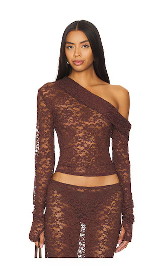 Black Swan Off Shoulder Top in Chocolate | Revolve Clothing (Global)