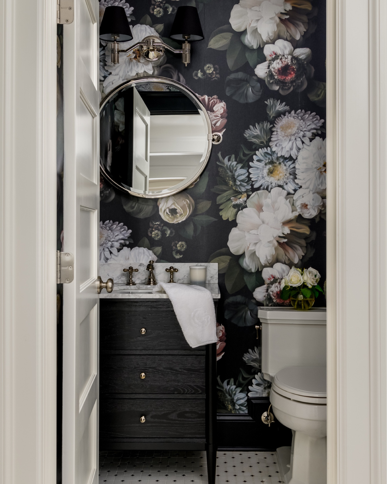 My favorite way to style a powder bath - bold, dark, and dramatic! Shop this look in my LTK store! #LTKFind

#LTKhome