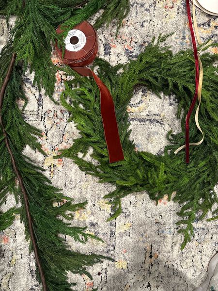 Norfolk pine Garland and wreath as well as affordable r Christmas ribbon! 

#LTKSeasonal #LTKbeauty #LTKhome