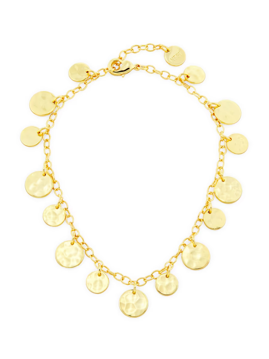22K Gold-Plated Hammered Disc Drop Anklet | Saks Fifth Avenue