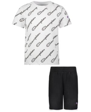 Champion Baby Boys 2-Pc. Diagonal Logo T-Shirt & Mesh Shorts Set | Macys (US)
