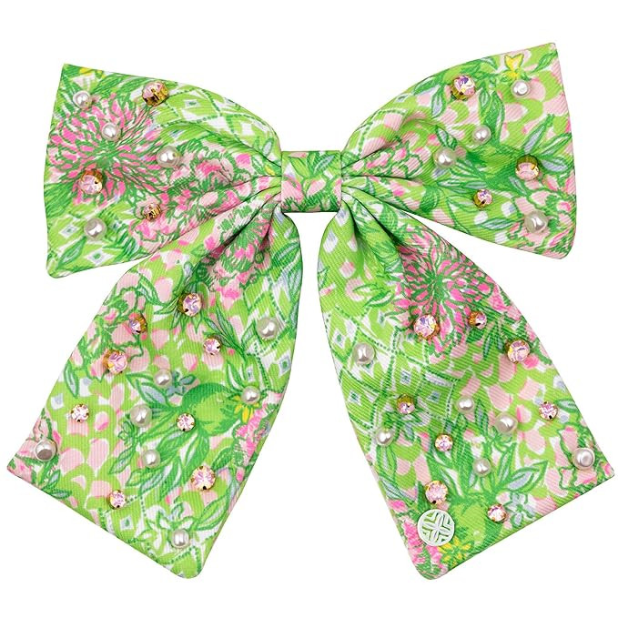 Lilly Pulitzer Hair Bow for Women, Cute Hair Accessories in Green Floral, Lime Feeling Good | Amazon (US)