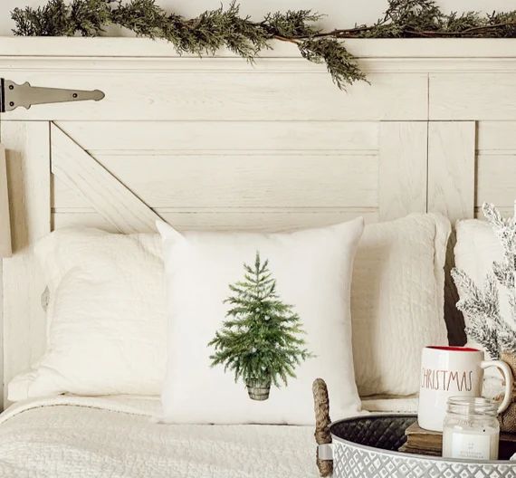 Farmhouse Christmas Pillow Cover 18 x 18 Cozy Holiday Decor | Etsy | Etsy (US)