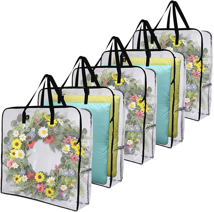 VENO 5 Pack Wreath Storage Bag, Summer, Christmas Decoration Garland Container, 30 Inch Clear Doo... | Amazon (US)