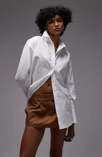 Oversize Cotton Button-Up Shirt | Nordstrom