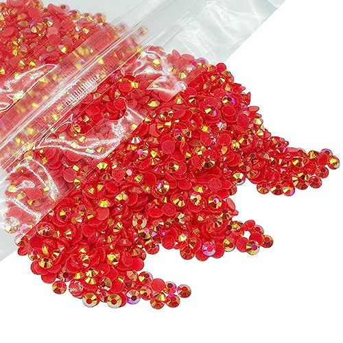 qiipii 3000PCS 5mm Red AB Resin Rhinestones for Crafts Dark Red AB Flatback Jelly Rhinestones Bulk SS20 Non-Hotfix Stones Diamonds Crystals Gems for Mugs Tumblers Bottles Cups DIY Crafts Decoration | Amazon (US)