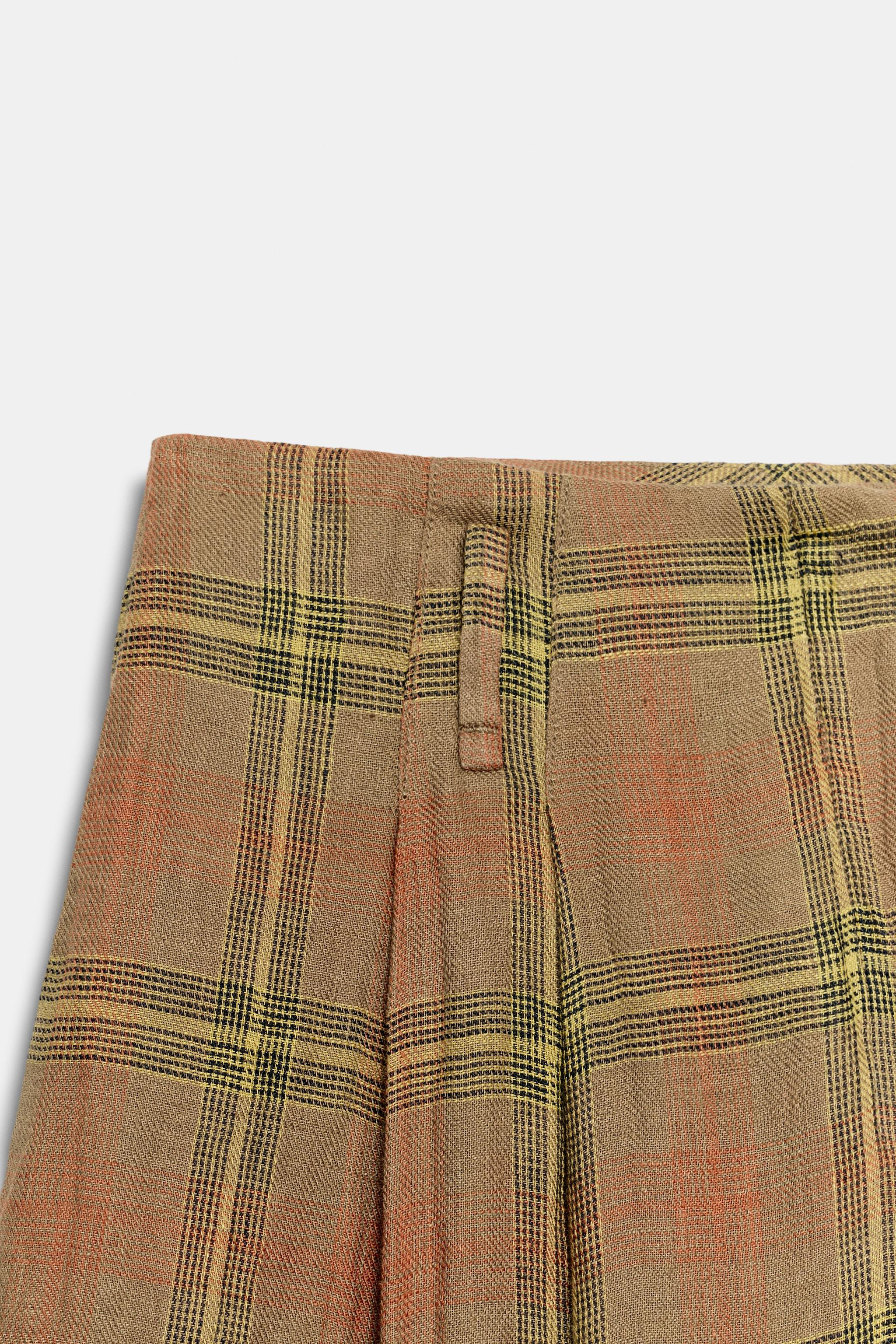 ZW COLLECTION CHECKED LINEN TROUSERS | Zara UK