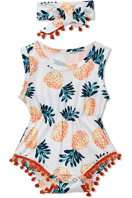 Ahegao 0-24 Months Baby Floral Romper Toddlers Outfits Infant Playsuits + Headband Jumpsuit | Amazon (US)