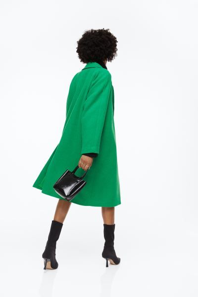 Double-breasted coat - Green - Ladies | H&M GB | H&M (UK, MY, IN, SG, PH, TW, HK)