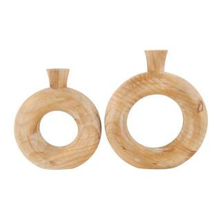 Natural Wood Circular Vase with Cutout Center Set By Ivory And Iris | Michaels® | Michaels Stores