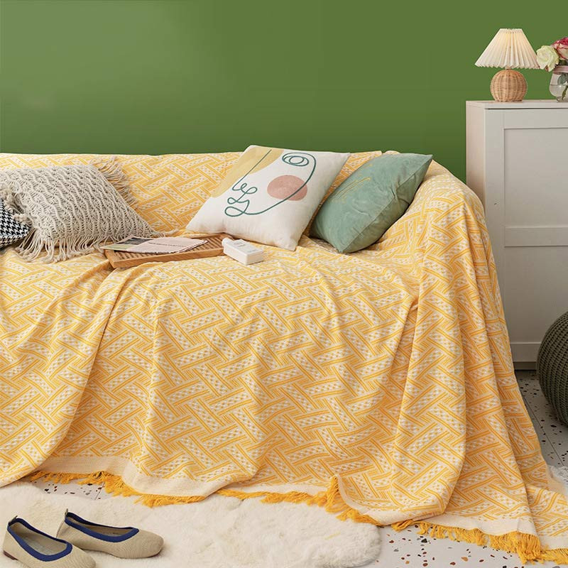 Ownkoti Soft Tassel Blanket Reversible Sofa Cover | Ownkoti