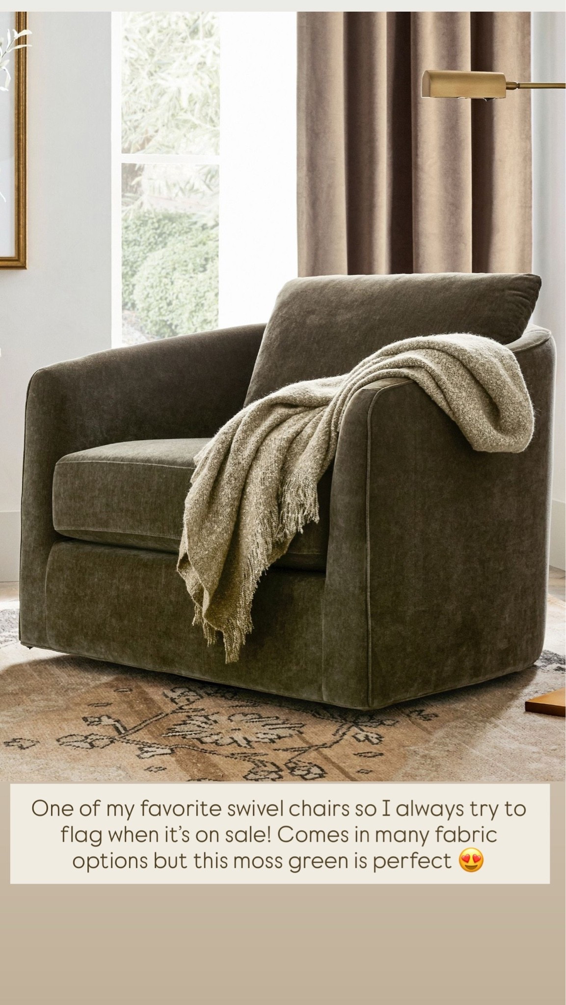 One of my favorite swivel chairs so I always try to flag when it’s on sale! Comes in many fabric options but this moss green is perfect 😍

#LTKSaleAlert #LTKHome #LTKSeasonal
