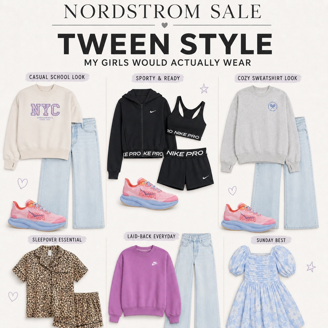 Tween outfits my girls would wear or already have! Great deal on the last season Abercrombie sweatshirts.