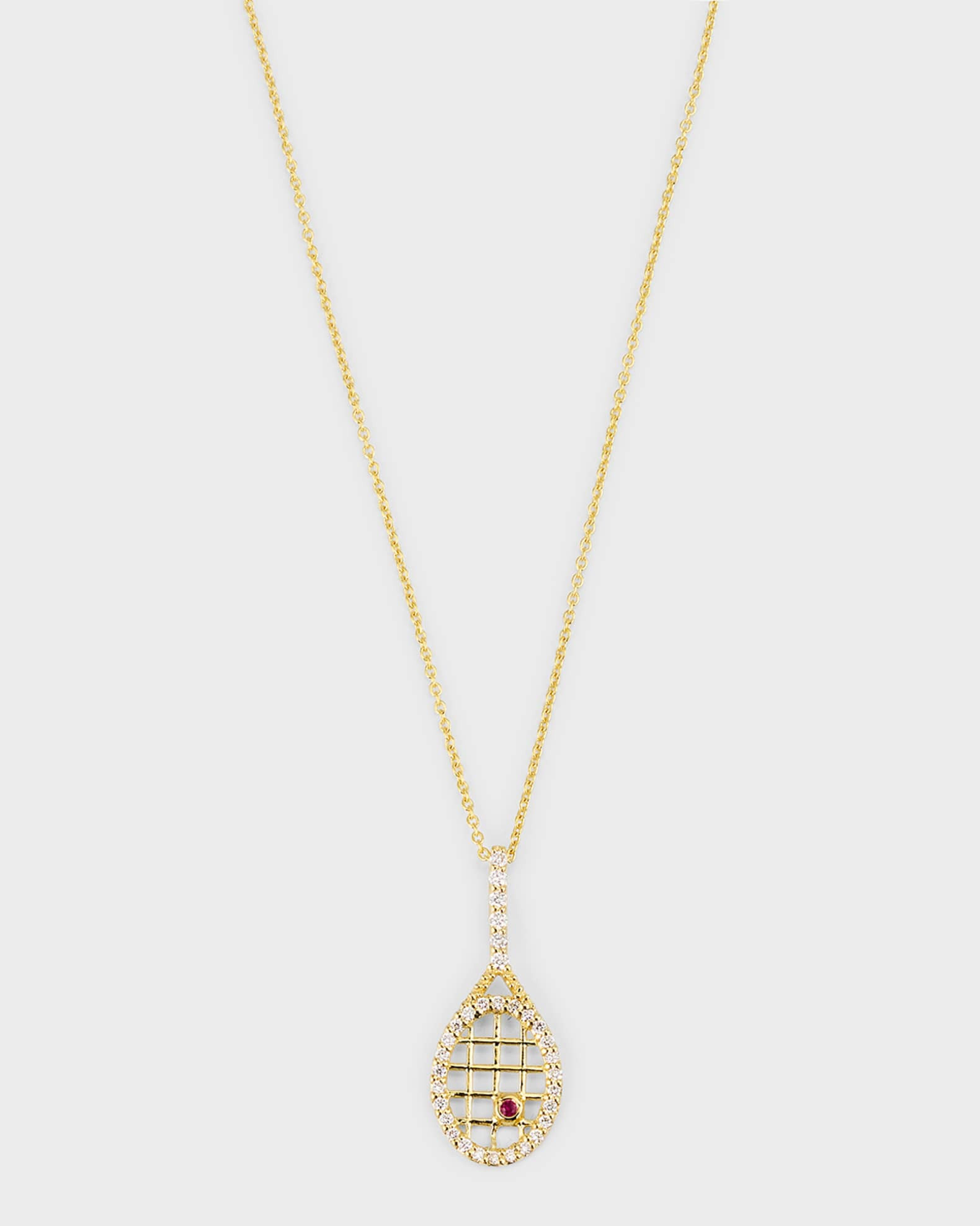 18K Yellow Gold Diamond Tennis Racquet Necklace | Neiman Marcus