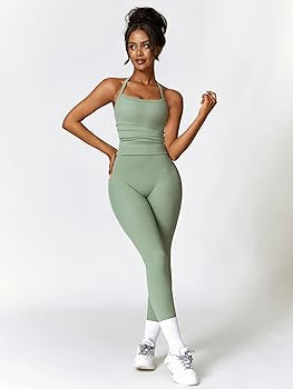 ABOCIW Workout Sets for Women 2 Piece Padded Sports Bra Tank Top High Waist Leggings Sets Gym Yog... | Amazon (US)