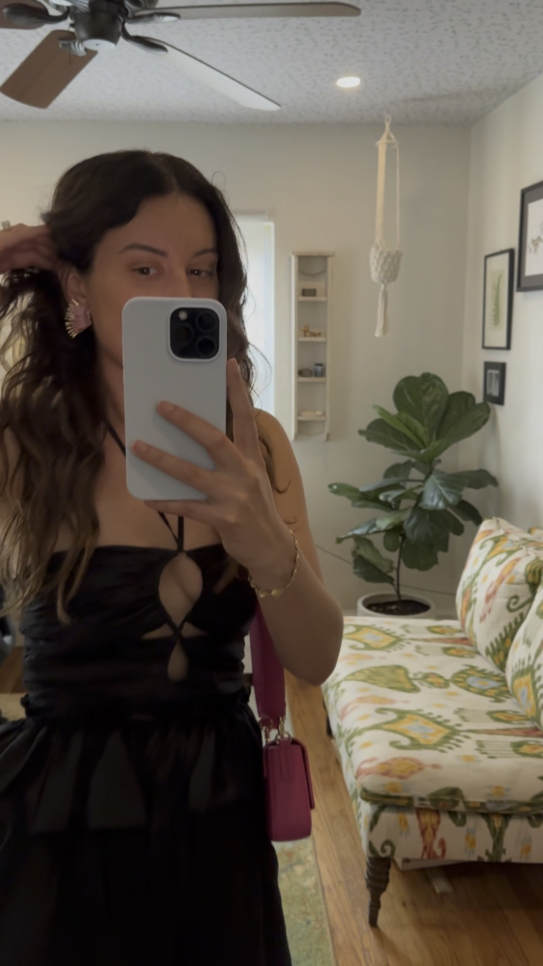 Favorite look of early summer, all black with pink accessories. This is my go to going out top from Ulla Johnson and ai wear these Faithfull pants nonstop. I’ve had these earrings for years and I am obsessed, I wear them to everything for work to weddings. Also these black linen pants are on sale! 

#LTKStyleTip #LTKSaleAlert #LTKSeasonal