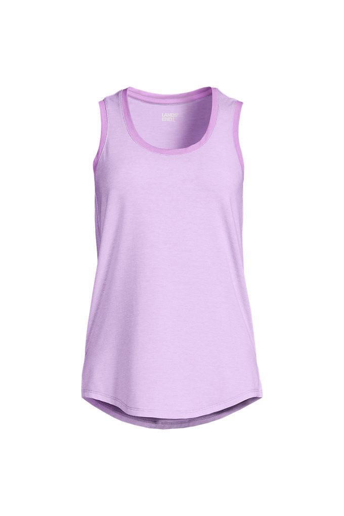 Women's Petite Sleeveless Power Performance Scoop Neck Curved Hem Tunic Tank - Lands' End - Purple - M | Lands' End (US)