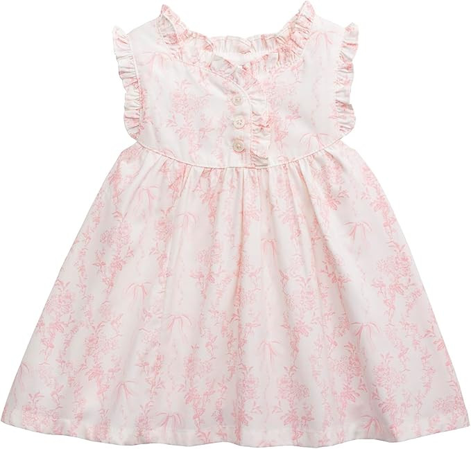 Mud Pie Baby Girl Pink Toile Print Dress | Amazon (US)