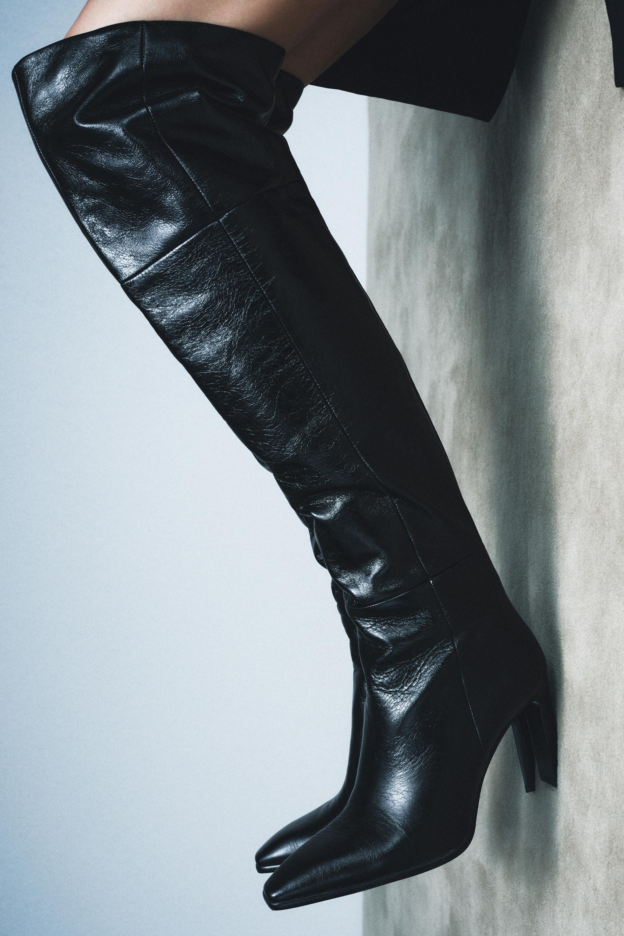 EXTRA TALL HEELED LEATHER BOOTS LIMITED EDITION | Zara US