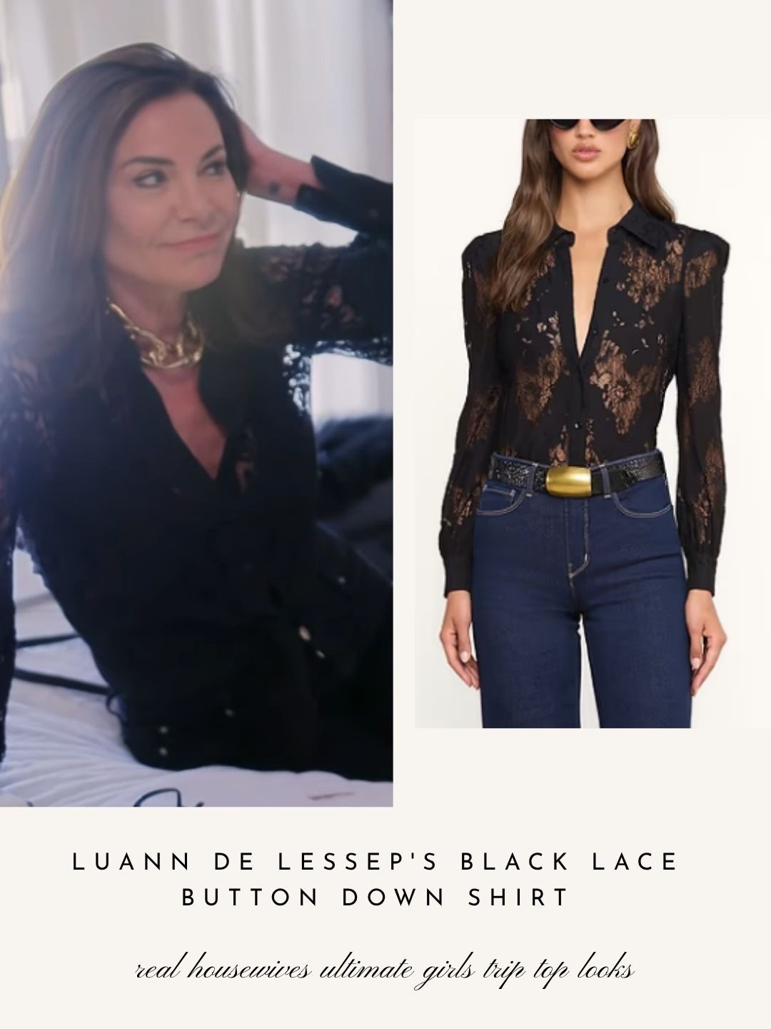 LuAnn De Lessep’s Black Lace Button Down Shirt
