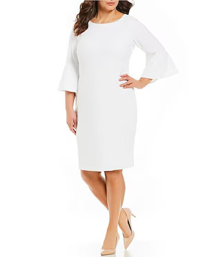 Plus Size Round Neck Bell Sleeve Sheath Dress | Dillards