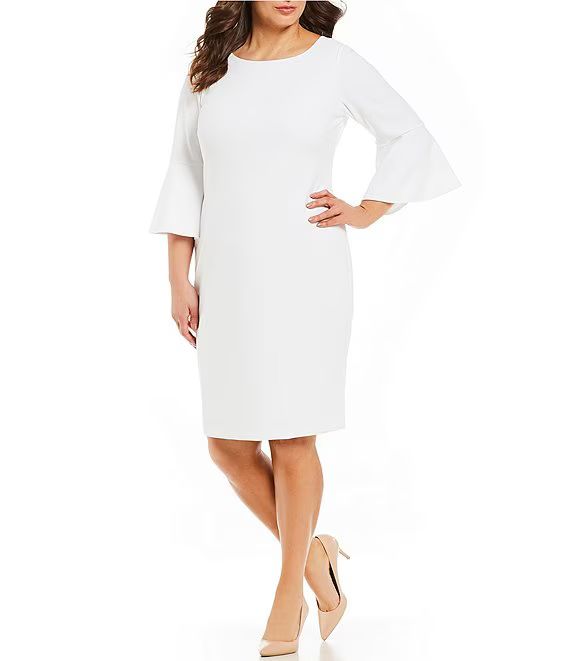 Plus Size Round Neck Bell Sleeve Sheath Dress | Dillards