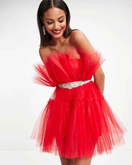 She Persisted Strapless Tulle Mini Dress - Red - SALE | VICI Collection