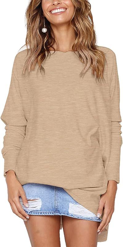 LIYOHON Oversized T Shirts for Women Tunic Tops to Wear with Leggings Long Sleeve Fall Sweaters Dres | Amazon (US)