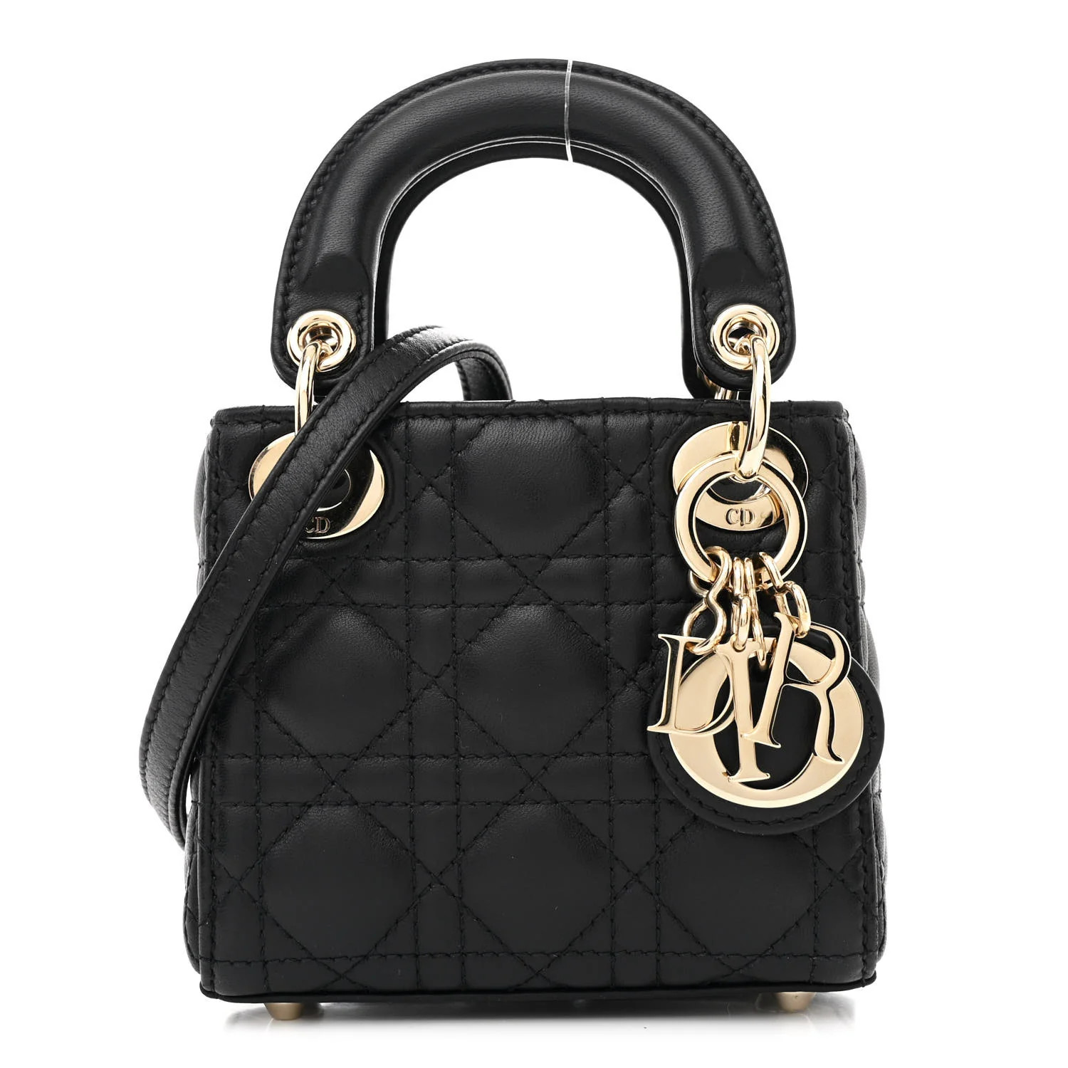 Christian Dior Lambskin Cannage Micro Lady Dior Black | FASHIONPHILE (US)