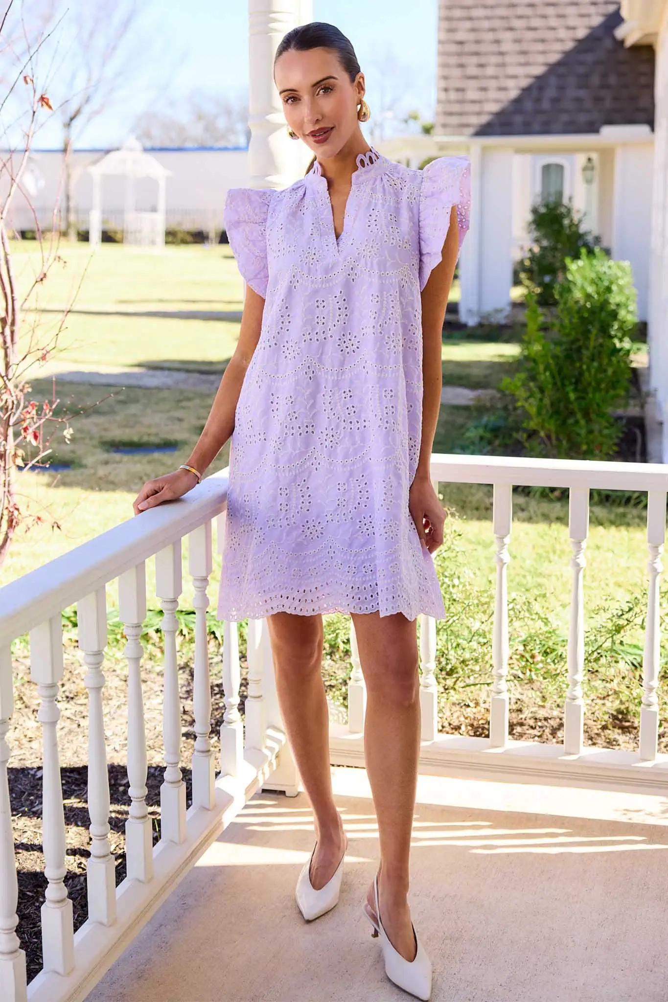 Lilac Embroidered Short Dress | Avara