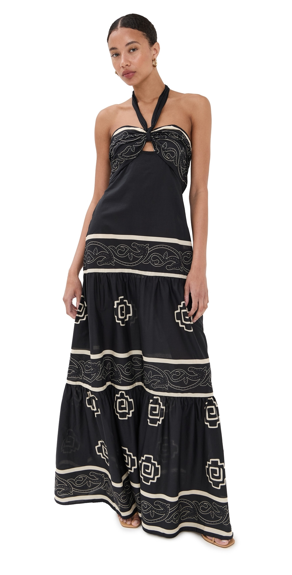 Johanna Ortiz Orilla Del Mar Maxi Dress Black/Ecru S | Shopbop