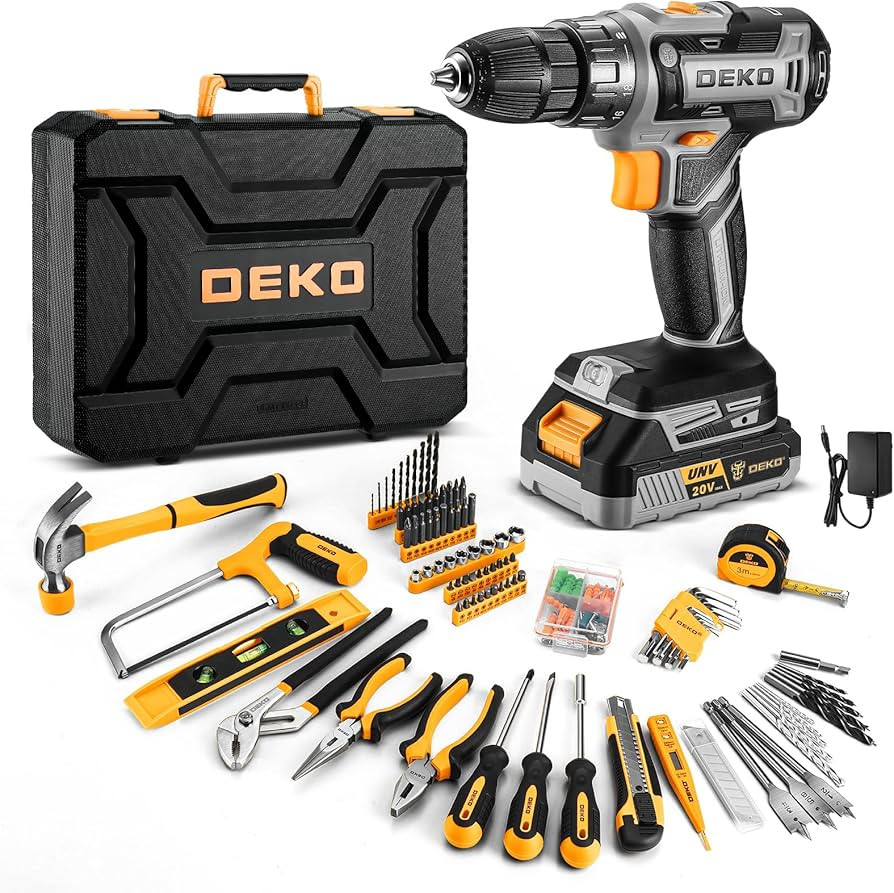 Cordless Drill Tool Kit Set: 20V Power Drill Tool Box with Battery Electric Drill Driver for Men ... | Amazon (US)