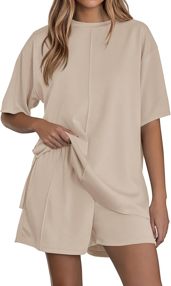 BTFBM Casual 2 Piece Sets For Women Summer 2026 Short Sleeve Tops Shorts Spring Lounge Matching W... | Amazon (US)