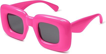 VANLINKER Cute Square Inflated Sunglasses for Women Men Trendy Chunky Glasses Retro Thick Frame F... | Amazon (US)