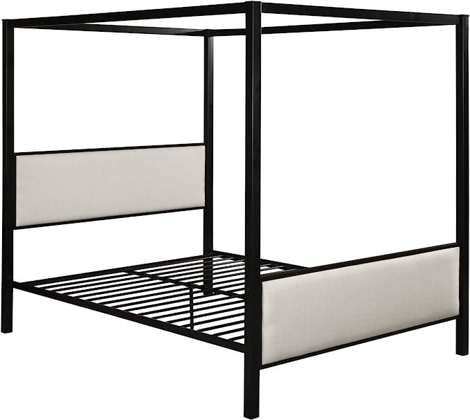 Amazon.com: Christopher Knight Home Kama Traditional Fabric Canopy Queen Bed with Iron Frame, Bei... | Amazon (US)