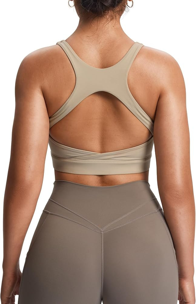 Aoxjox Women's Workout Sports Bras High Impact Fitness Training Gym Khloe Bra Yoga Crop Tank | Amazon (US)