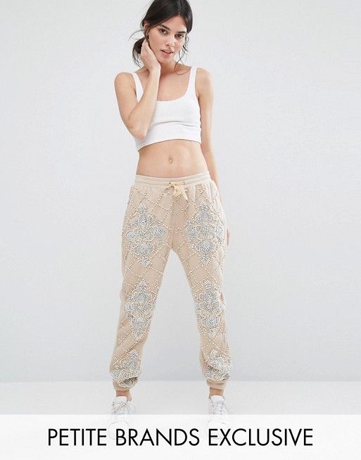 Starry Eyed Petite Joggers With All Over Heavy Embellishment And Beaded Applique | ASOS US