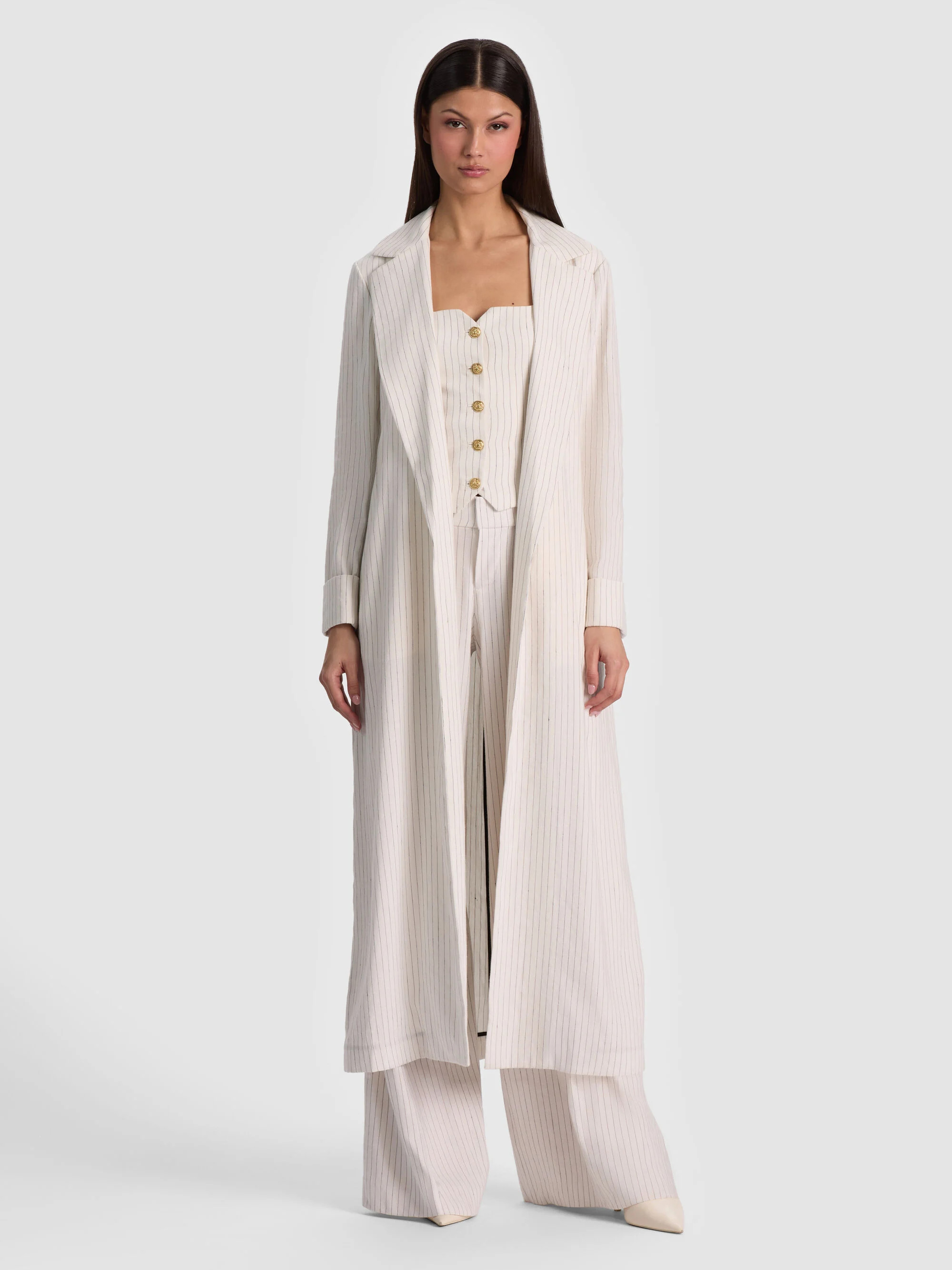 SHELIA LINEN MAXI BLAZER | Alice + Olivia