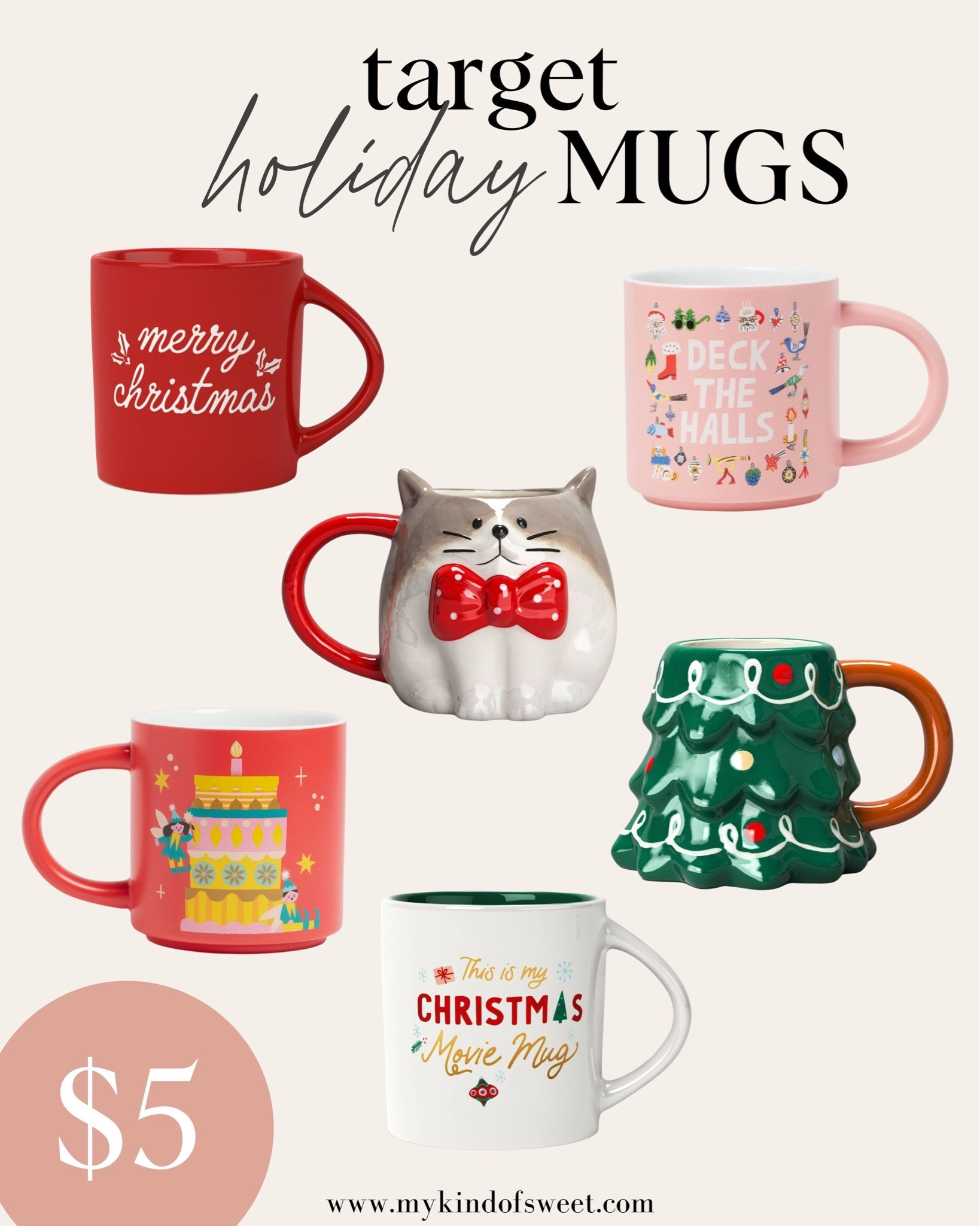 Target $5 Christmas mugs. 

#LTKhome #LTKHoliday #LTKSeasonal
